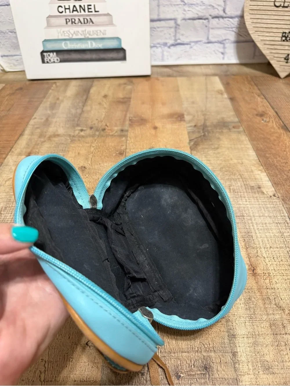 John Hart Mini Makeup Bag Case ocean blue coated canvas “payton”